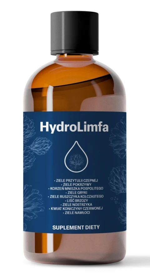 Butelka suplementu HydroLimfa EkoToTu 50 ml z widoczną przednią etykietą